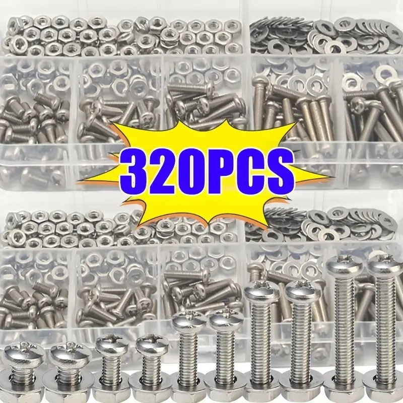 Furniture Hardware Bolts - 320 шт. набор шестигранных гаек и