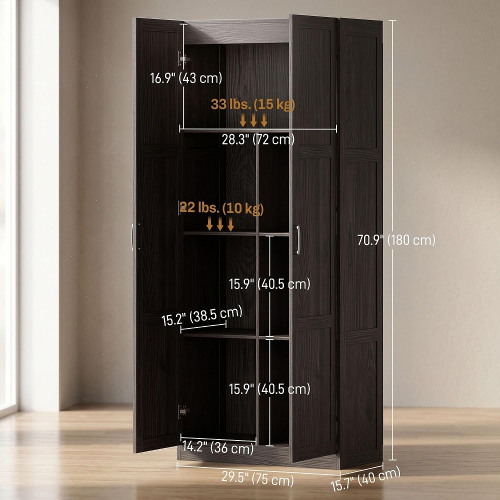HOMCOM 71-дюймовый высокий кух – обзор и цена Soft Close Hinge